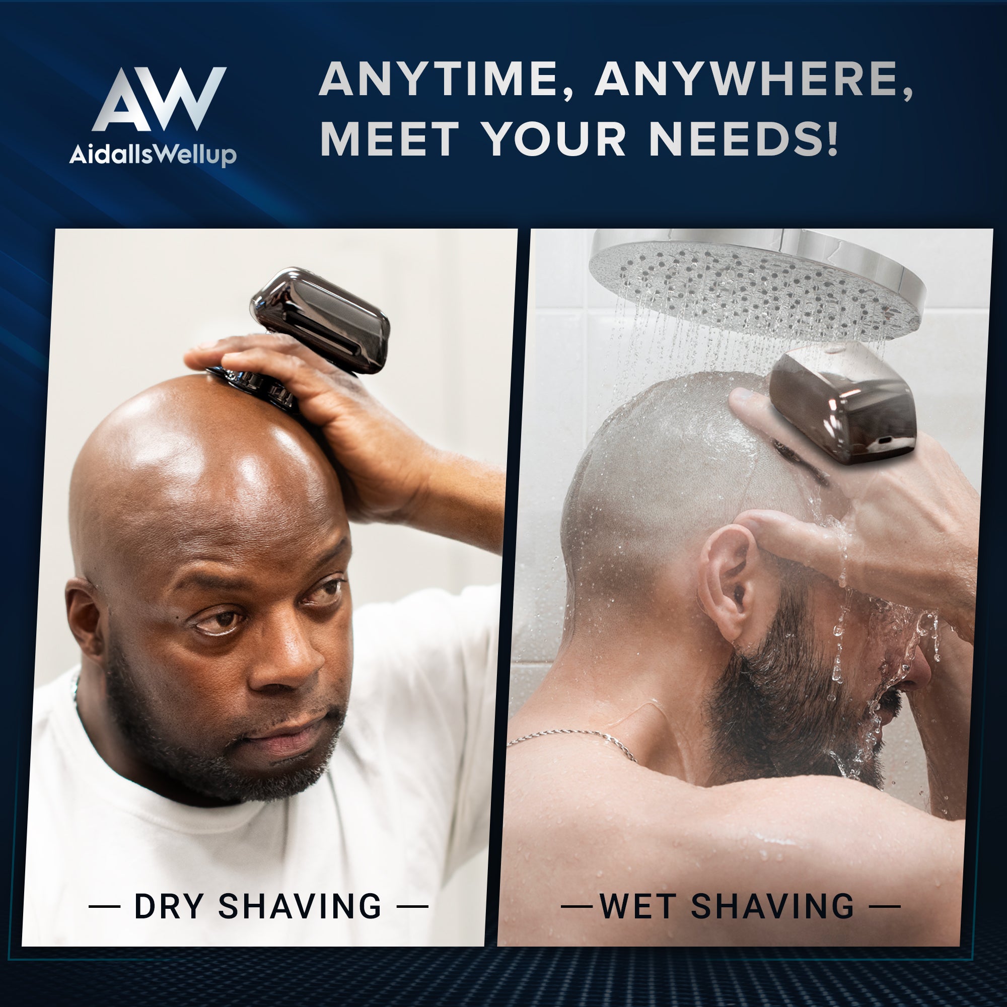 AidallsWellup Head Shavers for Bald Men: As Seen on NBC select Cordless Head Shaver - Waterproof Electric Razor Grooming Kit, Dry Wet Shaving for Men